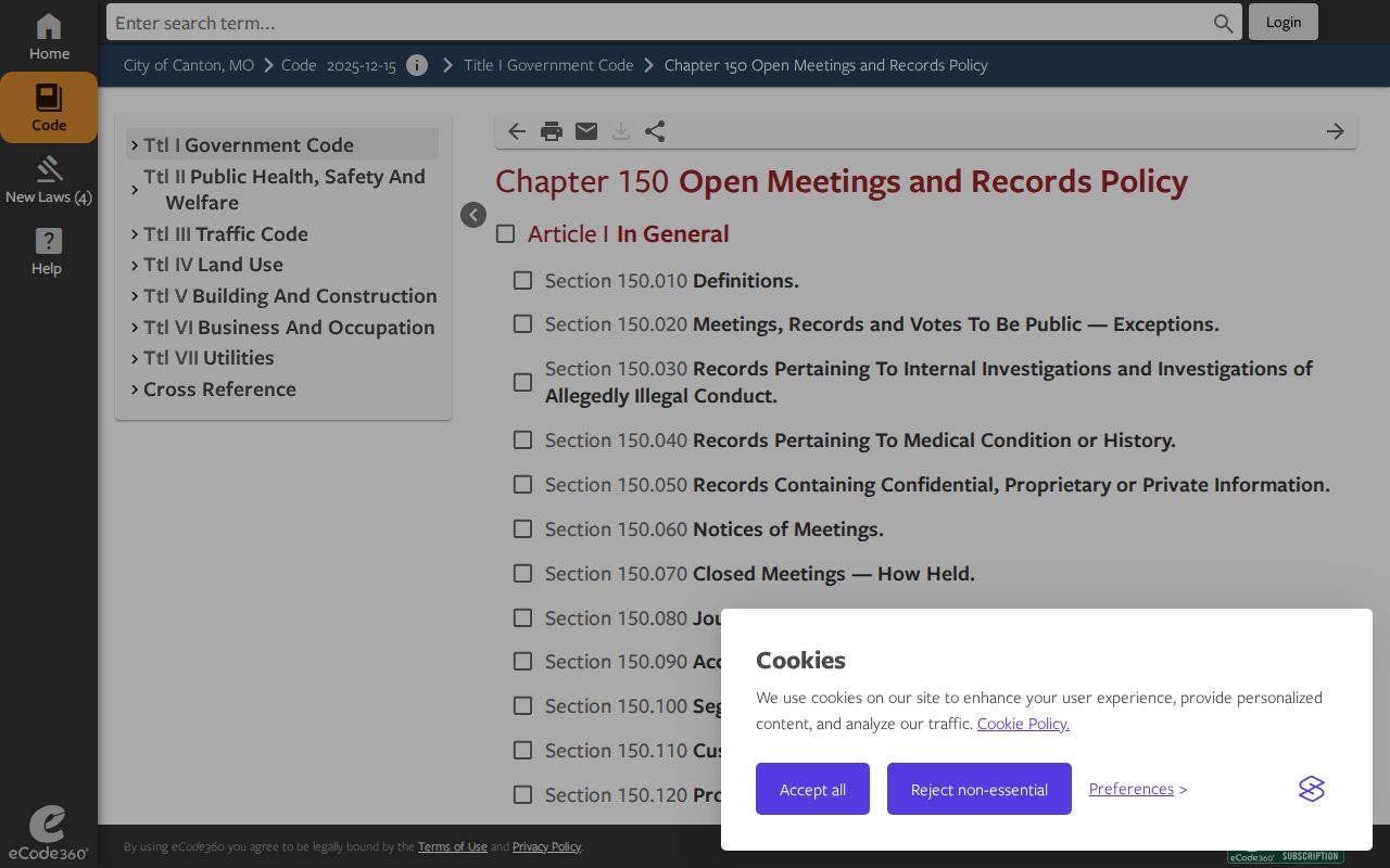 Canton criminal record access policy under Chapter 150