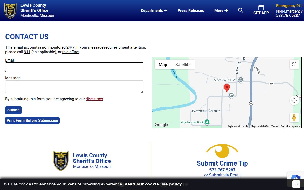 Lewis County arrest report contact information from the sheriff