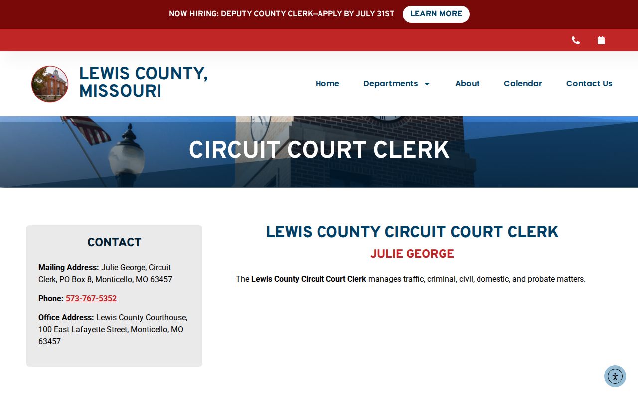 Lewis County court case records at the Circuit Court Clerk page