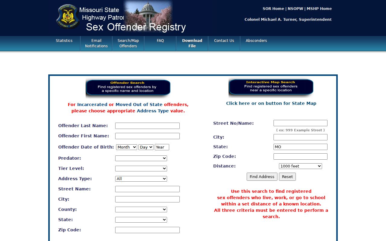 Lewis County sex offender lookup through the Missouri registry