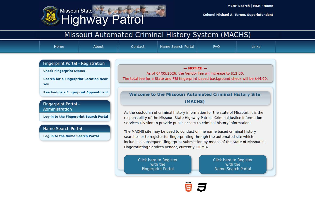 Lewis County criminal history MACHS name search gateway