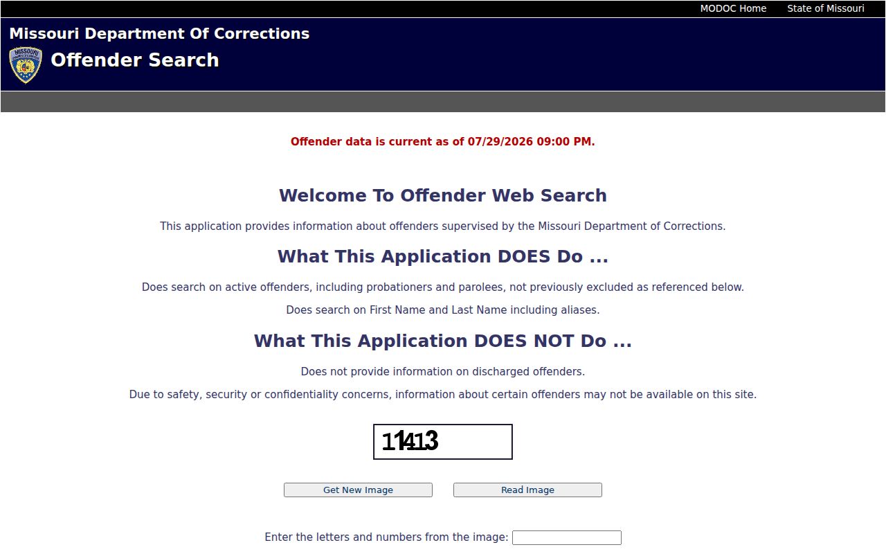 Lewis County criminal history MODOC offender search